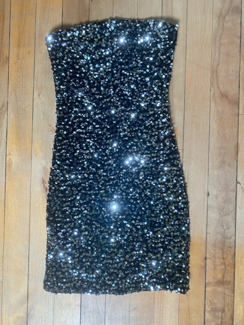 Thirty Thirty Lila Black Sequin Strapless Dress
